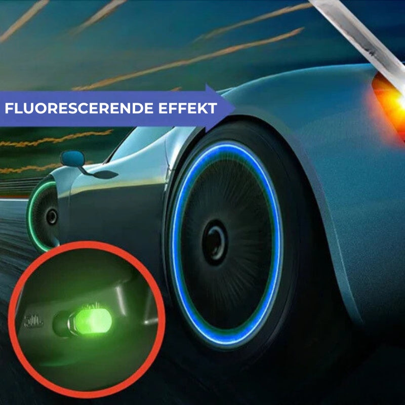 Sæt med fluorescerende ventilhætter til bildæk (4 stk.)