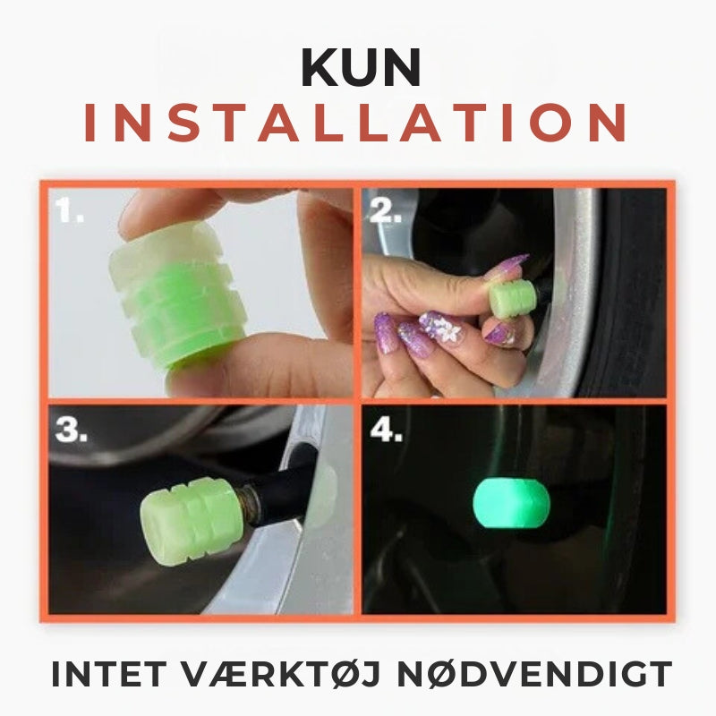 Sæt med fluorescerende ventilhætter til bildæk (4 stk.)