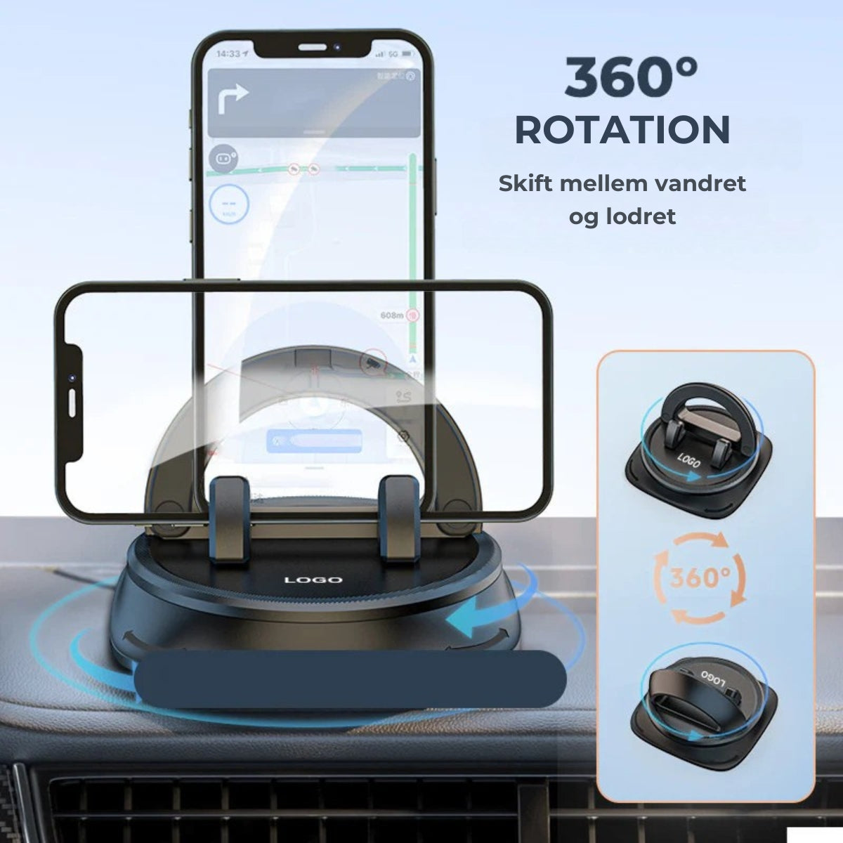 Telefonholder til navigation på instrumentbrættet