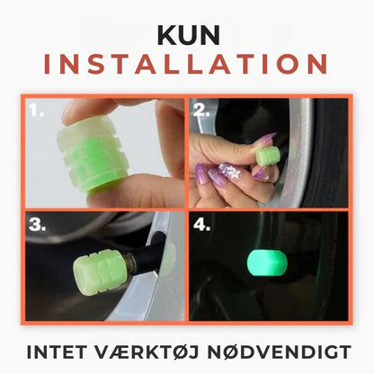 Sæt med fluorescerende ventilhætter til bildæk (4 stk.)